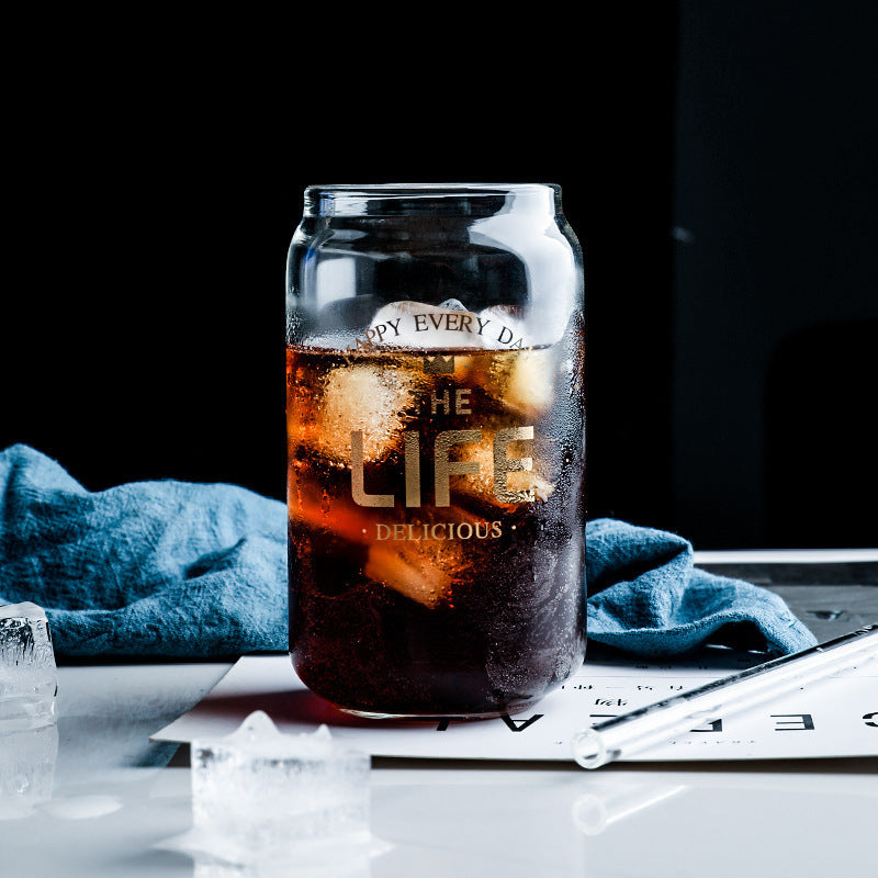 Easy-to-can glass cold drinking water cup