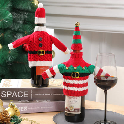 Christmas Holiday Decoration Knitted Clothes Wine Bottle