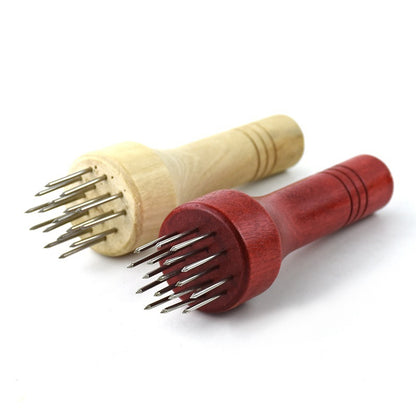 Kitchen meat tenderizer with wooden handle