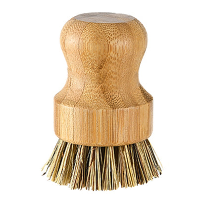 Bamboo Wooden Pots Dishes Sinks Stoves Cleaning Brushes Kitchen Round Handles Convenient Tools