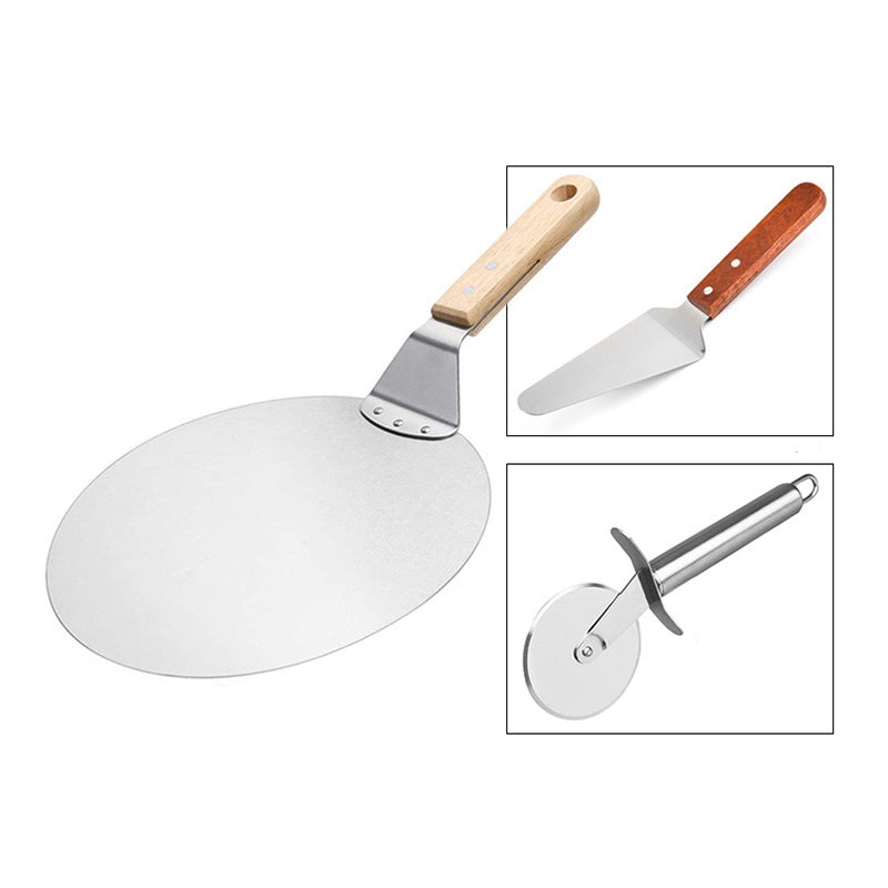 Baking Tools Three-piece Pizza Set Wooden Handle Round Spatula