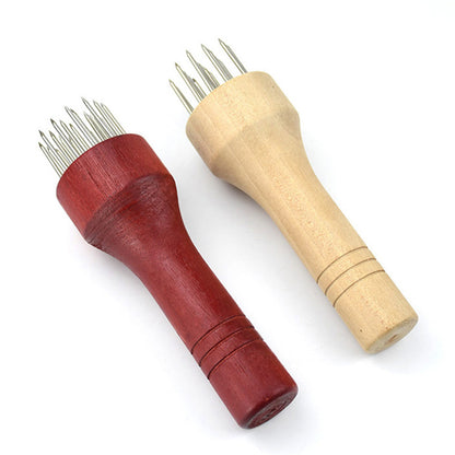 Kitchen meat tenderizer with wooden handle