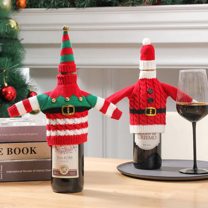 Christmas Holiday Decoration Knitted Clothes Wine Bottle