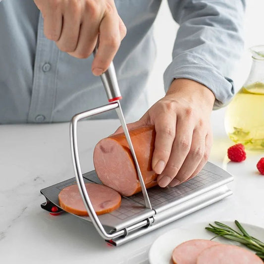 Multifunctional Slicer Butter Cheese Ham Sausage Slicer Kitchen Gadgets Stainless Steel Cutting Board With Silicone Suction Base