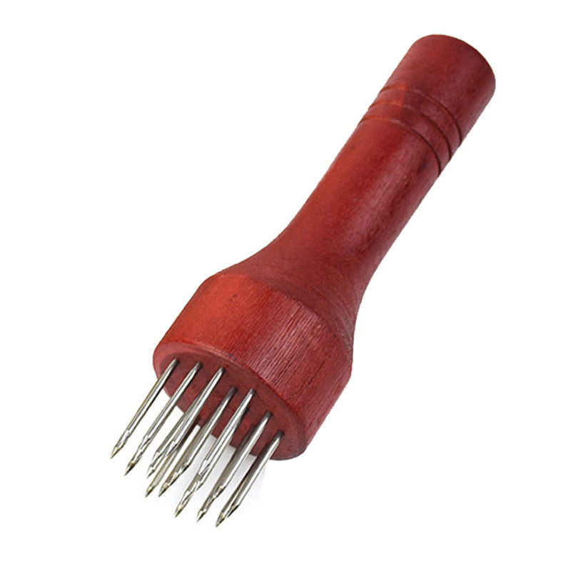 Kitchen meat tenderizer with wooden handle