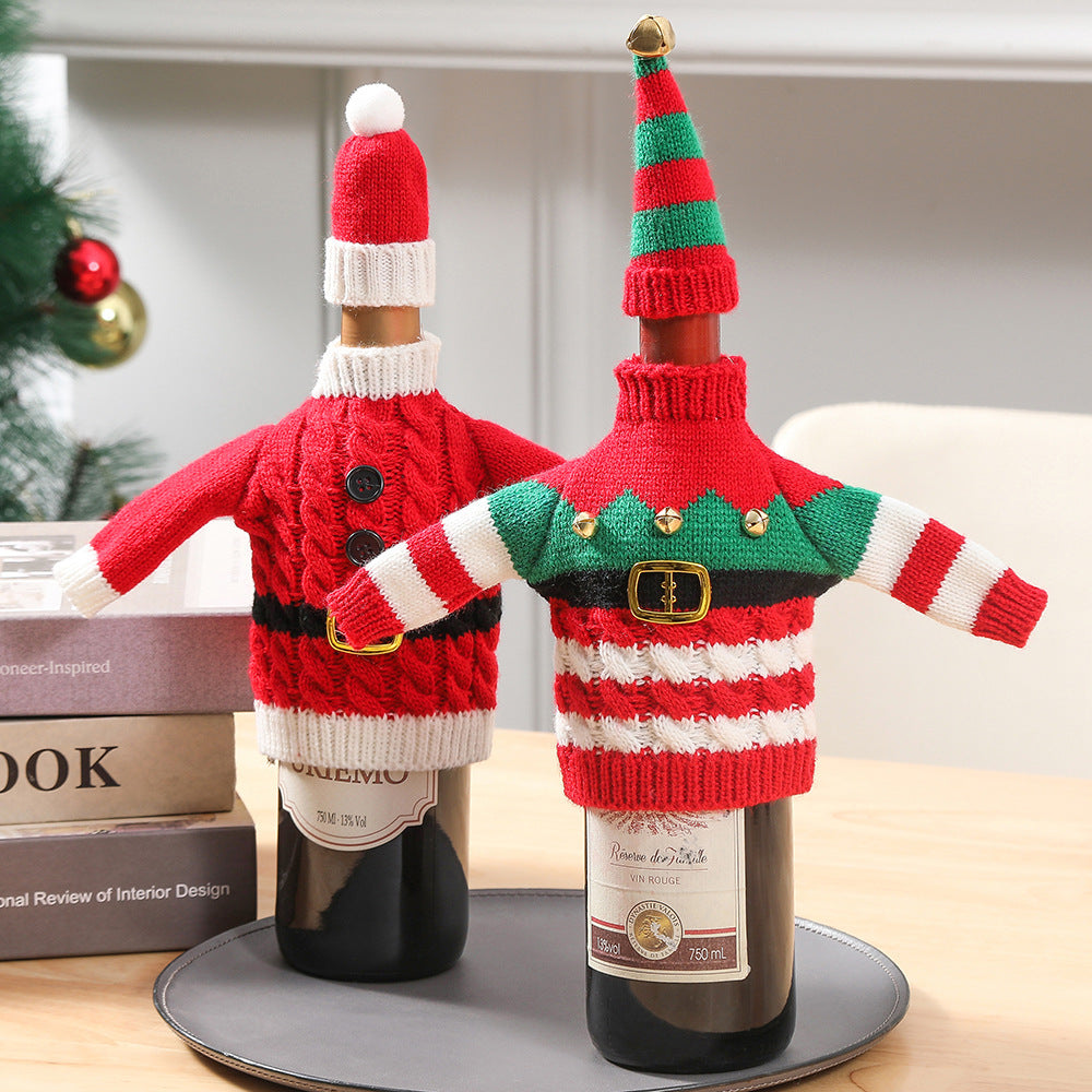 Christmas Holiday Decoration Knitted Clothes Wine Bottle