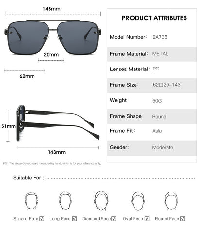 Men's Casual Fashion Metal Frame Sun Glasses