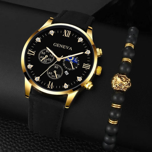 Regal Timepiece: Fashion Belt Quartz Watch With Lion Bracelet