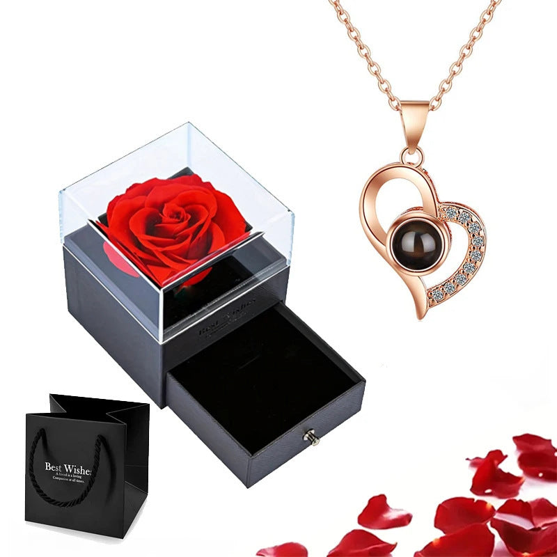 Gift Box Copper Micro Bar Heart Pendant Necklace