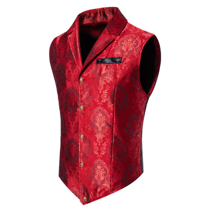 Men's Casual Polo Collar Single-breasted Jacquard Suit Vest