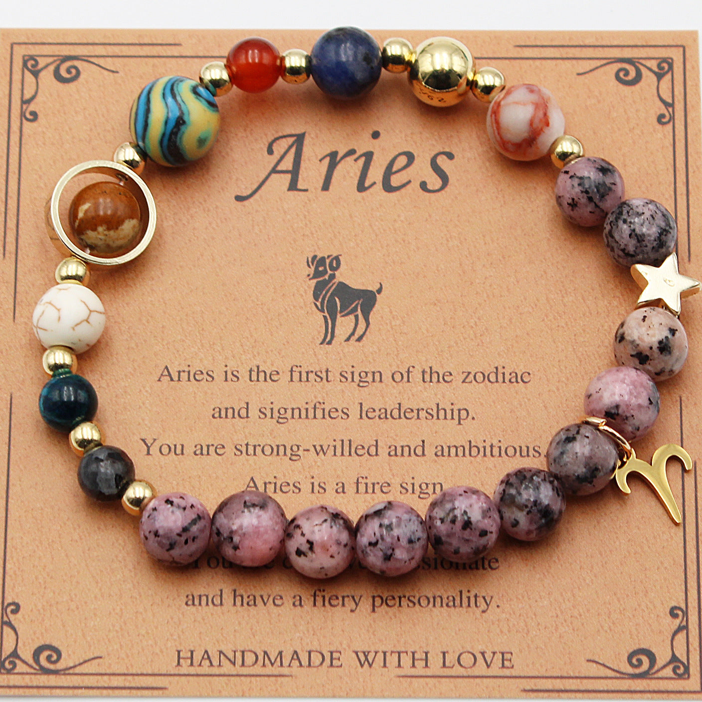 Eight Planets 12 Constellation Bracelet Natural Stone Hemp Stone