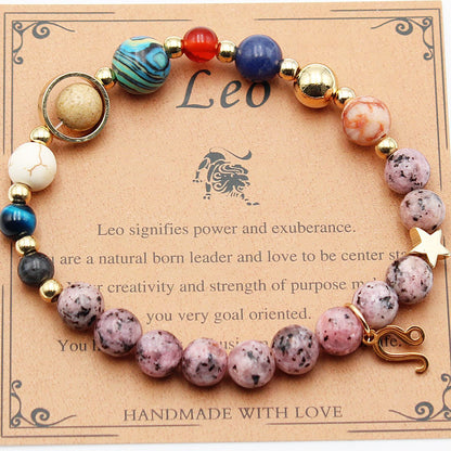 Eight Planets 12 Constellation Bracelet Natural Stone Hemp Stone