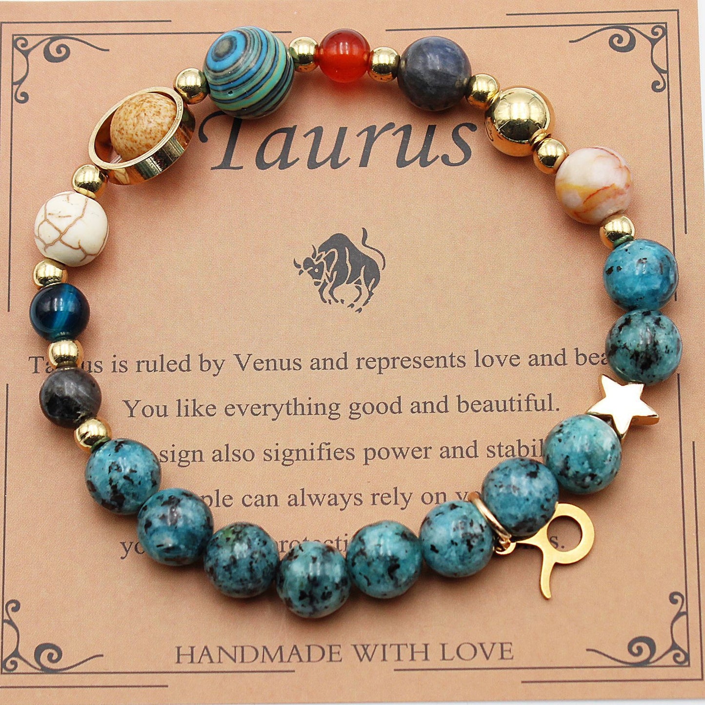 Eight Planets 12 Constellation Bracelet Natural Stone Hemp Stone