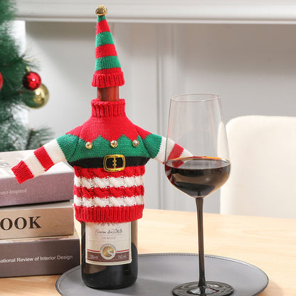 Christmas Holiday Decoration Knitted Clothes Wine Bottle