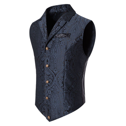 Men's Casual Polo Collar Single-breasted Jacquard Suit Vest