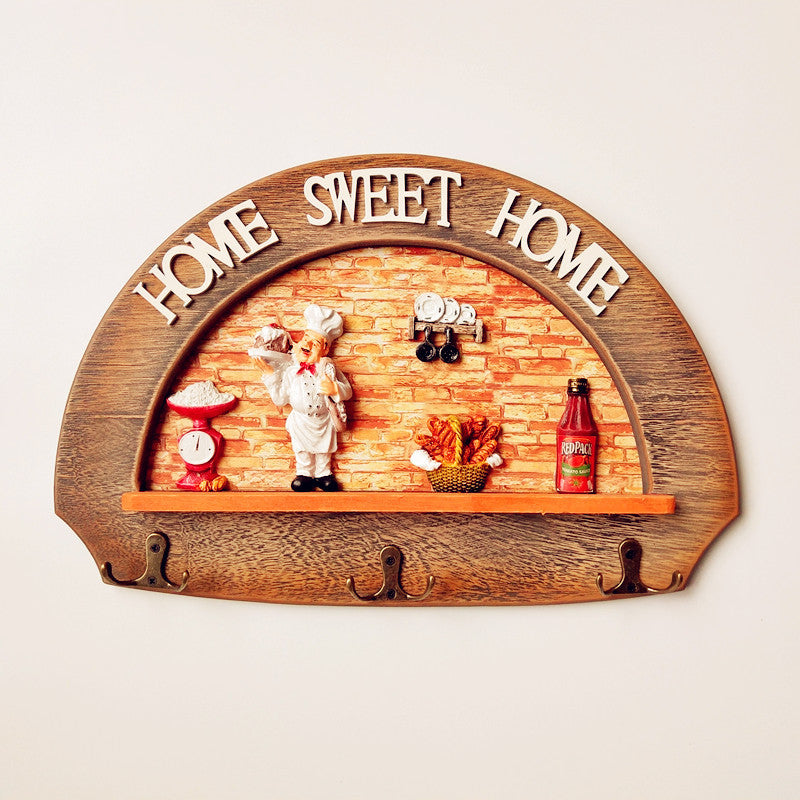 Classic Retro Wooden Kitchen Innovative Home Decorative Hook Coat Rack